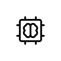 Microchip CPU Brain Artificial Intelligence Outline Icon, Logo, Vector