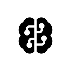 Artificial Intelligence Brain Algorithm Tech Glyph Icon, Logo, Vector
