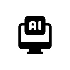 Tech Computer Artificial Intelligence Glyph Icon, Logo, Vector