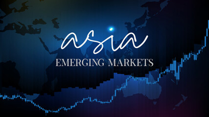 abstract background of stock market asia emerging markets fund flow with candle stick graph
