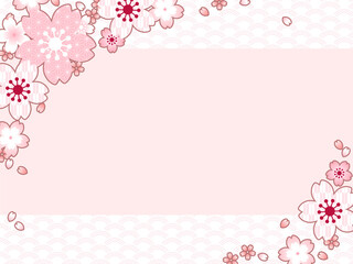 桜と和柄のイラスト背景