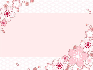 Obraz na płótnie Canvas 桜と和柄のイラスト背景