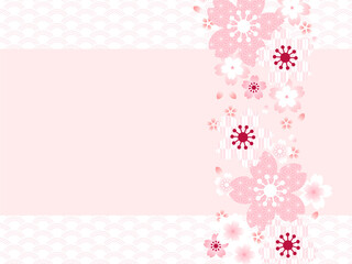 桜と和柄のイラスト背景