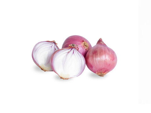 Shallots or red onion dissect isolated on white background.raw food for health concept.