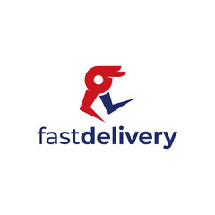 Goods or food courier logo design with fast delivery. Vector graphics for business, company or brand