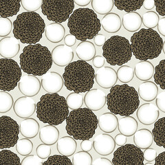Holiday pines with pearls seamless pattern on tan background