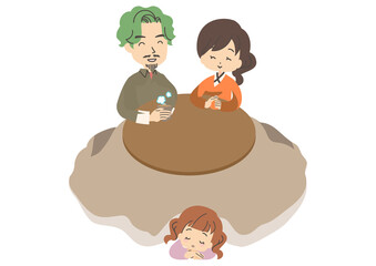 こたつでくつろぐ家族