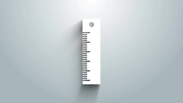 White Ruler icon isolated on grey background. Straightedge symbol. 4K Video motion graphic animation