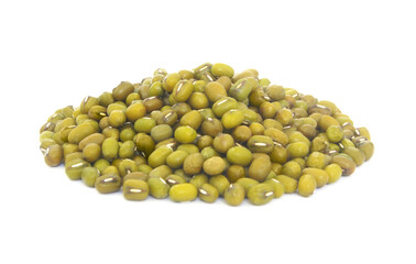 Heap of green beans or mung beans isolated on white 
background