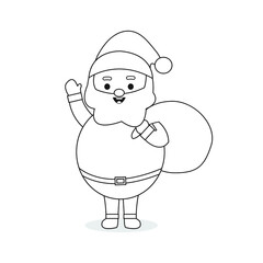 Santa Claus Carrying Bag With Christmas Present Coloring Page For Kid