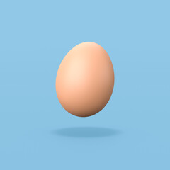 One Hen's Egg on Blue Background