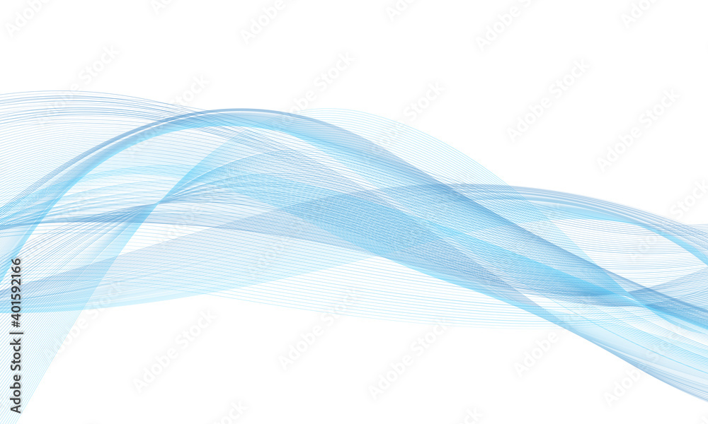 Wall mural abstract blue wave on white background. illustration