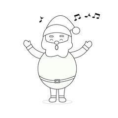 Santa Claus Sing a Song Coloring Page Illustration Vector.