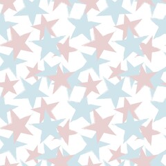Sky Blue Stars brush stroke seamless pattern background
