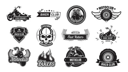 Motorcycle riders club emblem set