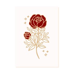 Valentine's day card template with rose flower and leaf branch element