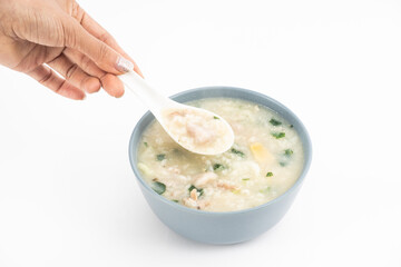 Cantonese congee with preserved egg and lean pork