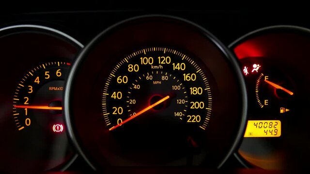 Check light warning and start engine car with 4k resolution