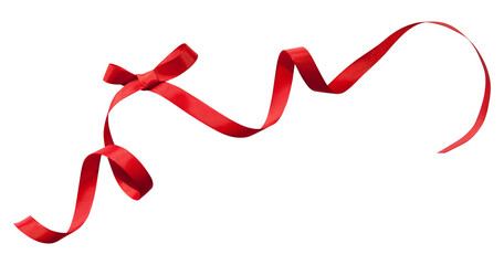 Red ribbon with curls isolated on white background