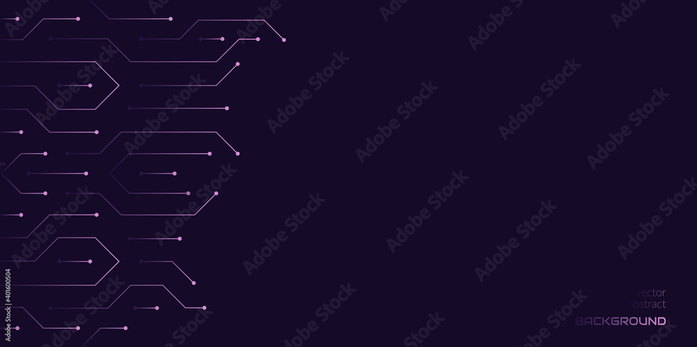 Wall mural vector abstract background on the theme of digital technology, future, cyberpunk. dark violet backgr