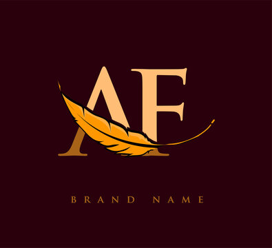 Initial letter AF logo with Feather Company Name, Simple and Clean Design. Vector Logo for Business and Company