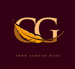 Initial letter CG logo with Feather Company Name, Simple and Clean Design. Vector Logo for Business and Company