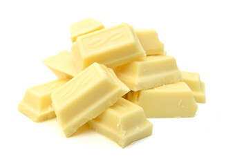 white chocolate pieces isolated on a white background