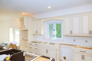 Home improvement kitchen view installed in a new kitchen cabinet