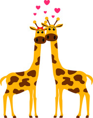 Valentines day animal Couple Giraffe flat design