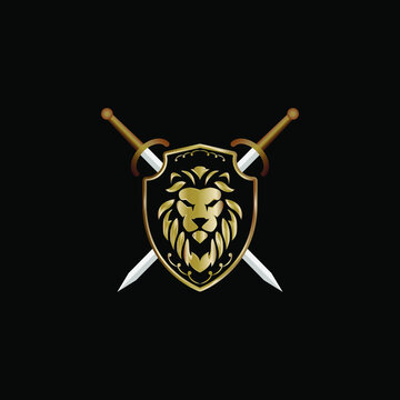 lion head and shield for logo