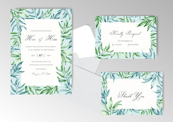 watercolor Wedding Invitation card set template