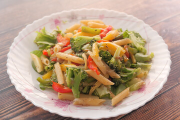  close up of homemade cookes vegetable salad on plate 