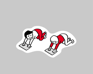 学校生活ーシンプルな線画手描きイラストー掃除の時間