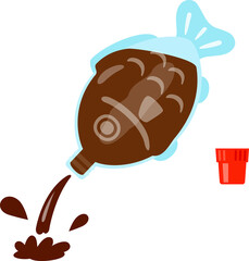 魚型の醤油入れから出る醤油