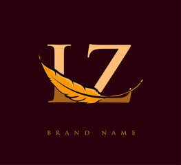 Initial letter LZ logo with Feather Company Name, Simple and Clean Design. Vector Logo for Business and Company