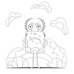 Cute monsters aliens for coloring pages. Bundle of decorative design elements. Coloring page monsters on an abstract background. Flat vector illustration.