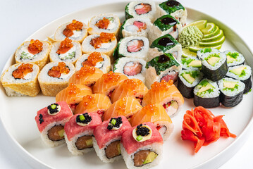 sushi on the white background