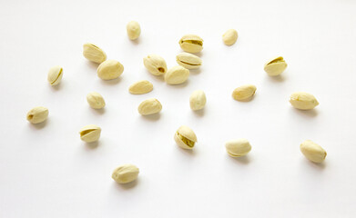 Pistachios isolated on white background.