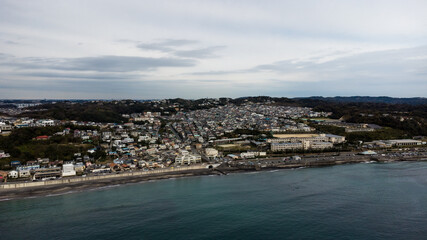 Naklejka na ściany i meble Skyline Aerial view in Kamakura 