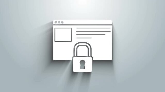 White Secure your site with HTTPS, SSL icon isolated on grey background. Internet communication protocol. 4K Video motion graphic animation
