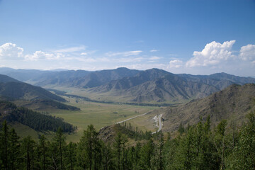 Chike-Taman pass. Favorite scenic place of tourists. Altai, Siberia, Russia.