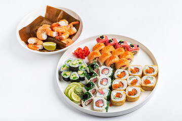 sushi on the white background