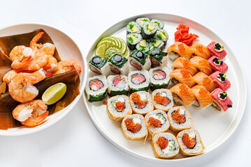 sushi on the white background