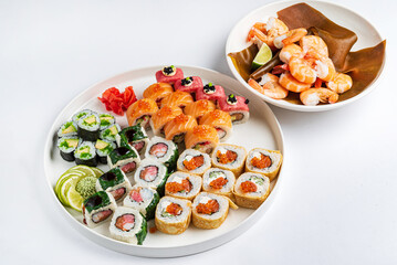 sushi on the white background