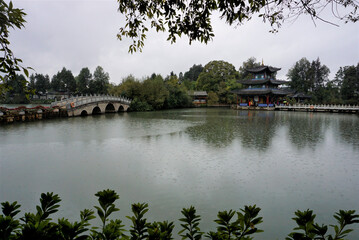 landscape of black dragon pool park in Li jiang city, yunnan , china