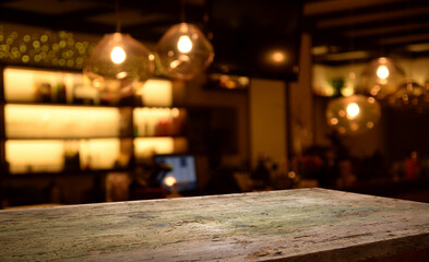 dark brown top of bar and free space for your glass