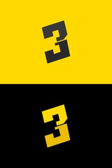 Fototapeta premium 3 font number logo, lightning flash power design. For energy labels, rock music posters, superhero print and more