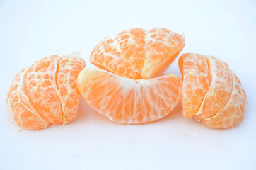 the ripe juicy peels orange isolated on white background.
