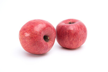 Whole ripe fuji apple isolated  on white background