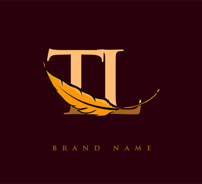 Initial letter TL logo with Feather Company Name, Simple and Clean Design. Vector Logo for Business and Company